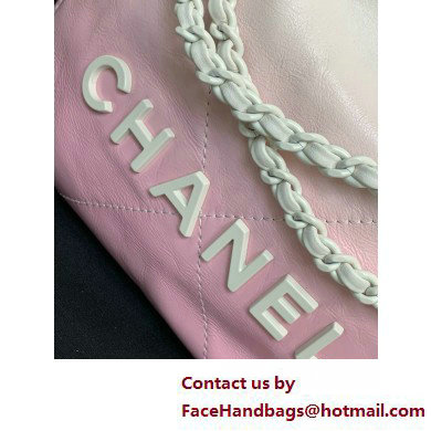 Chanel Patent Gradient Calfskin  &  Lacquered Metal 22 Mini Handbag AS3980 White  &  Light Pink 2025